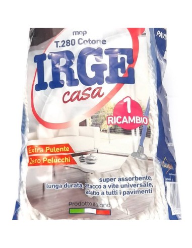 irge mop lavapavimenti in cotone - 280 grammi - attacco universale a vite: tuttocasashop.it: pulizia e cura della casa