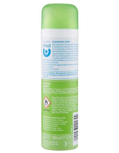 infasil deodorante spray - 150ml - freschezza dinamica - 48h - 2c: tuttocasashop.it: igiene e cura della persona