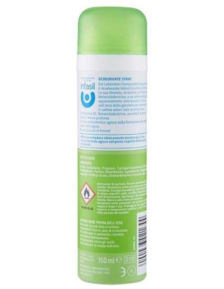 infasil deodorante spray - 150ml - freschezza dinamica - 48h - 2c: tuttocasashop.it: igiene e cura della persona