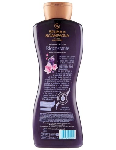 spuma di sciampagna bagnodoccia crema - 650ml - ametista e orchidea: tuttocasashop.it: igiene e cura della persona
