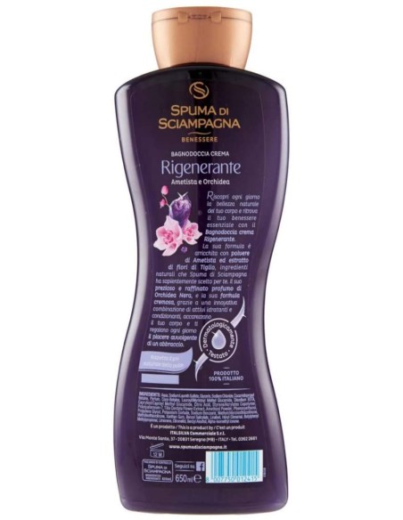 spuma di sciampagna bagnodoccia crema - 650ml - ametista e orchidea: tuttocasashop.it: igiene e cura della persona