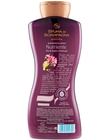 spuma di sciampagna bagnodoccia crema - 650ml - olio di argan e patchouli: tuttocasashop.it: igiene e cura della persona