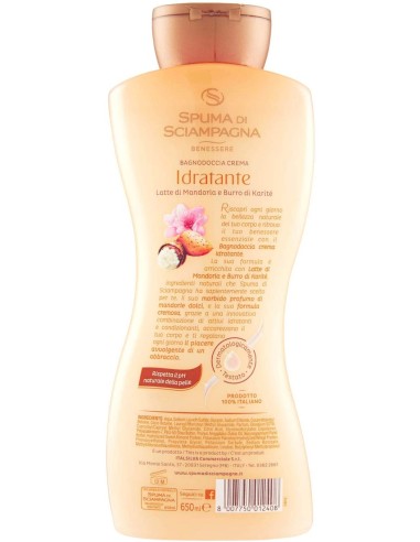spuma di sciampagna bagnodoccia crema - 650ml - latte di mandorla e karite': tuttocasashop.it: igiene e cura della persona