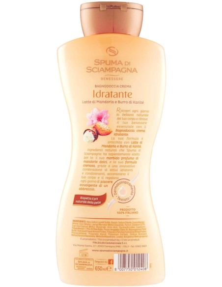 spuma di sciampagna bagnodoccia crema - 650ml - latte di mandorla e karite': tuttocasashop.it: igiene e cura della persona