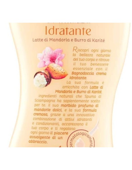 spuma di sciampagna bagnodoccia crema - 650ml - latte di mandorla e karite': tuttocasashop.it: igiene e cura della persona