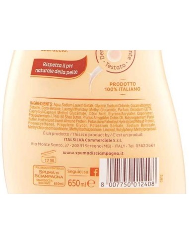 spuma di sciampagna bagnodoccia crema - 650ml - latte di mandorla e karite': tuttocasashop.it: igiene e cura della persona