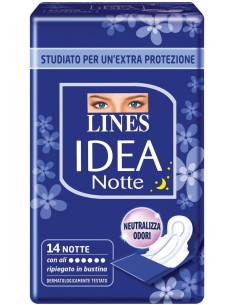 lines idea notte assorbenti - 14 pezzi - notte con ali ripiegati in bustina: tuttocasashop.it: igiene e cura della persona
