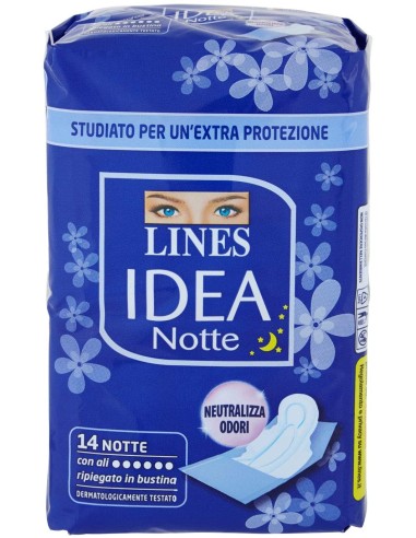 lines idea notte assorbenti - 14 pezzi - notte con ali ripiegati in bustina: tuttocasashop.it: igiene e cura della persona