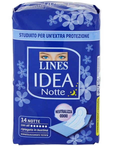 lines idea notte assorbenti - 14 pezzi - notte con ali ripiegati in bustina: tuttocasashop.it: igiene e cura della persona