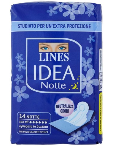 lines idea notte assorbenti - 14 pezzi - notte con ali ripiegati in bustina: tuttocasashop.it: igiene e cura della persona