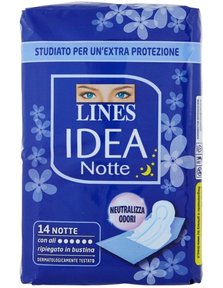 lines idea notte assorbenti - 14 pezzi - notte con ali ripiegati in bustina: tuttocasashop.it: igiene e cura della persona