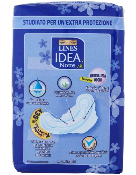 lines idea notte assorbenti - 14 pezzi - notte con ali ripiegati in bustina: tuttocasashop.it: igiene e cura della persona