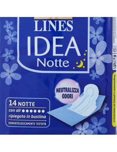 lines idea notte assorbenti - 14 pezzi - notte con ali ripiegati in bustina: tuttocasashop.it: igiene e cura della persona