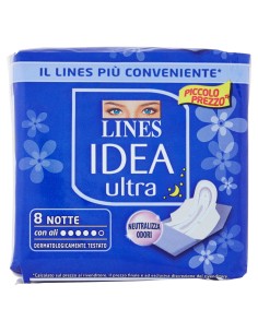 lines idea ultra assorbenti - 8 pezzi - notte: tuttocasashop.it: igiene e cura della persona