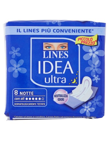 lines idea ultra assorbenti - 8 pezzi - notte: tuttocasashop.it: igiene e cura della persona