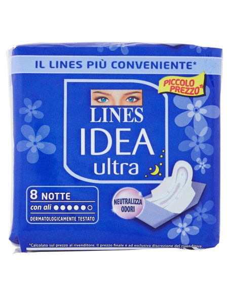 lines idea ultra assorbenti - 8 pezzi - notte: tuttocasashop.it: igiene e cura della persona