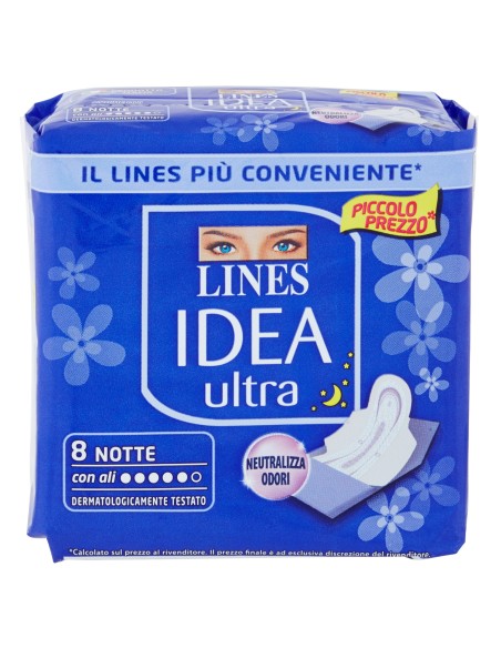 lines idea ultra assorbenti - 8 pezzi - notte: tuttocasashop.it: igiene e cura della persona