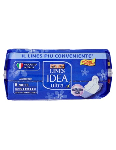 lines idea ultra assorbenti - 8 pezzi - notte: tuttocasashop.it: igiene e cura della persona