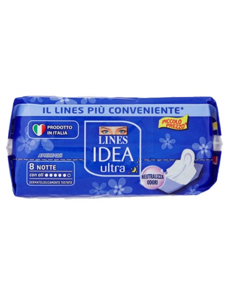lines idea ultra assorbenti - 8 pezzi - notte: tuttocasashop.it: igiene e cura della persona