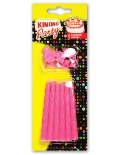 kimono candeline compleanno per torta - 12 pezzi - rosa: tuttocasashop.it: carta & monouso