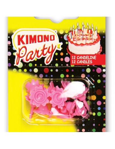 kimono candeline compleanno per torta - 12 pezzi - rosa: tuttocasashop.it: carta & monouso