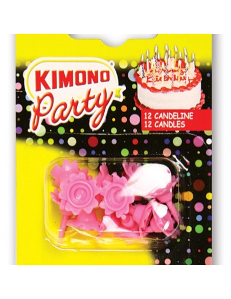 kimono candeline compleanno per torta - 12 pezzi - rosa: tuttocasashop.it: carta & monouso