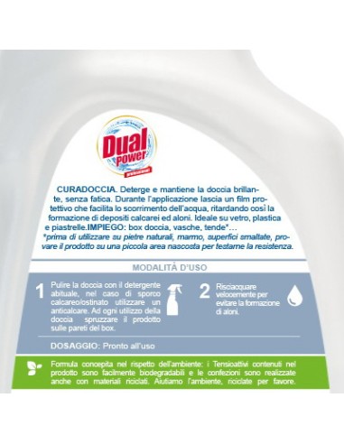dual power cura doccia spray - 500ml - detergente anticalcare: tuttocasashop.it: pulizia e cura della casa