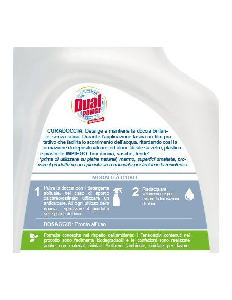 dual power cura doccia spray - 500ml - detergente anticalcare: tuttocasashop.it: pulizia e cura della casa