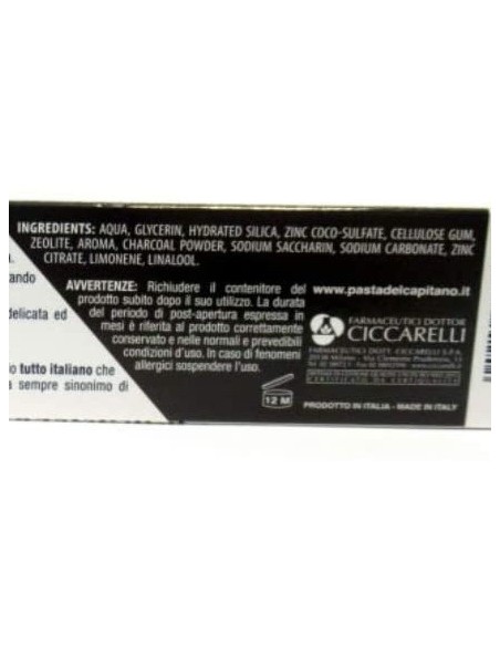 pasta del capitano dentifricio 100ml - carbone - sbiancante naturale: tuttocasashop.it: igiene e cura della persona