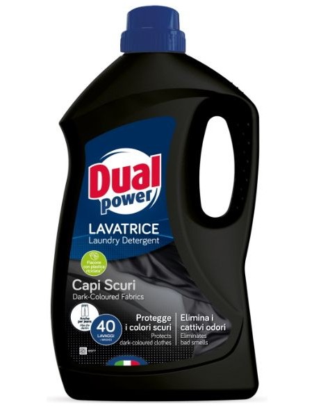dual power detersivo liquido lavatrice - 40 lavaggi 2000ml - capi scuri: tuttocasashop.it: prodotti per bucato e tessuti