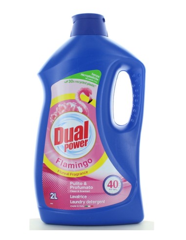 dual power detersivo liquido lavatrice - 40 lavaggi 2000ml - flamingo: tuttocasashop.it: prodotti per bucato e tessuti