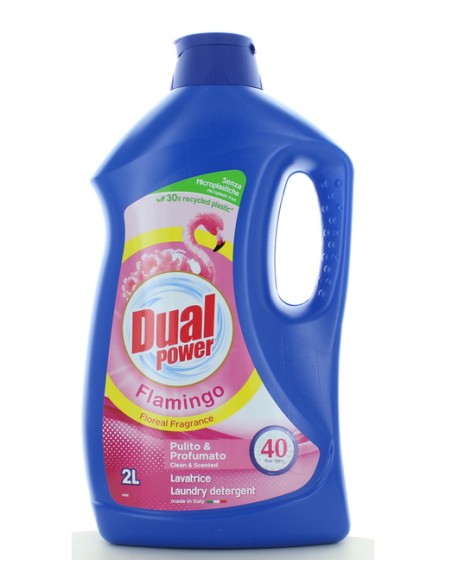 dual power detersivo liquido lavatrice - 40 lavaggi 2000ml - flamingo: tuttocasashop.it: prodotti per bucato e tessuti