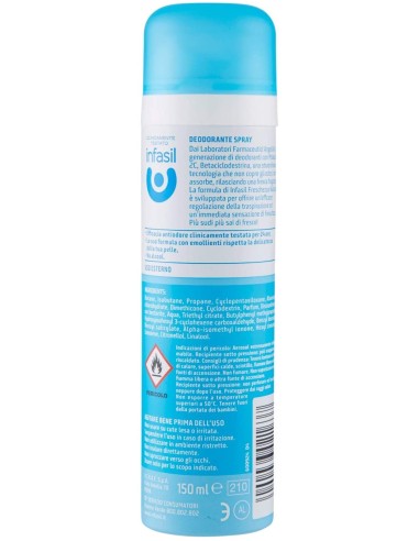infasil deodorante spray - 150ml - freschezza naturale no alcool 24h 2c: tuttocasashop.it: igiene e cura della persona