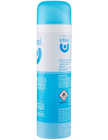 infasil deodorante spray - 150ml - freschezza naturale no alcool 24h 2c: tuttocasashop.it: igiene e cura della persona