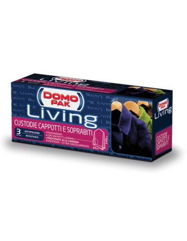 domopak living custodie profumate 65x140cm - 3 pezzi - cappotti e soprabiti: tuttocasashop.it: prodotti per bucato e tessuti