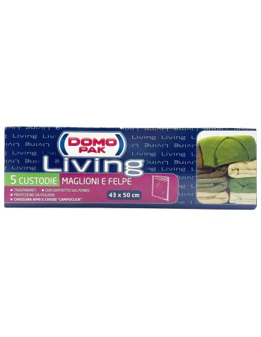 domopak living custodie 43x50cm - 5 pezzi - maglioni e felpe: tuttocasashop.it: prodotti per bucato e tessuti