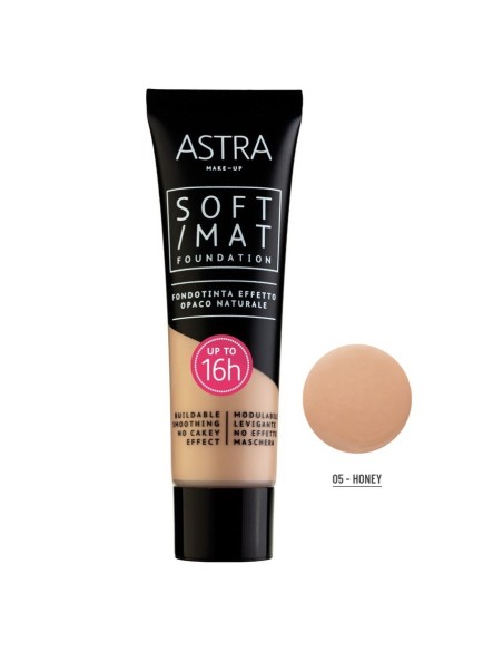 astra soft/mat fondotinta effetto opaco naturale - 16h+ - 05 - honey: tuttocasashop.it: igiene e cura della persona