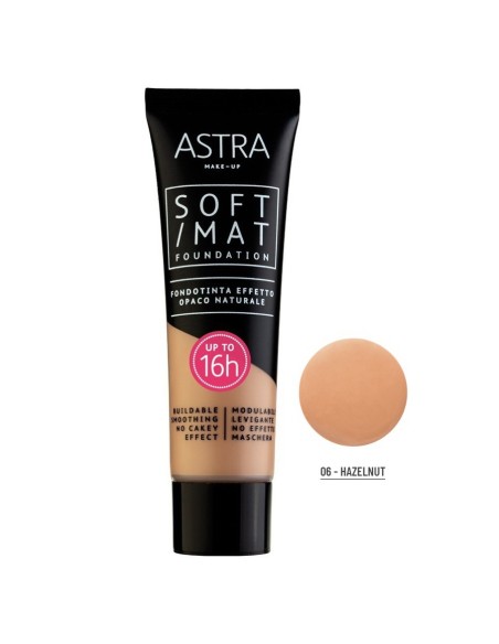 astra soft/mat fondotinta effetto opaco naturale - 16h+ - 06 - hazelnut: tuttocasashop.it: igiene e cura della persona