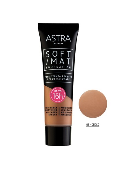astra soft/mat fondotinta effetto opaco naturale - 16h+ - 08 - choco: tuttocasashop.it: igiene e cura della persona