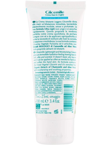glicemille crema mani - tubo da 100ml - idratante con bio camomilla e aloe: tuttocasashop.it: igiene e cura della persona