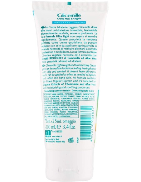glicemille crema mani - tubo da 100ml - idratante con bio camomilla e aloe: tuttocasashop.it: igiene e cura della persona