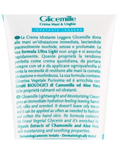 glicemille crema mani - tubo da 100ml - idratante con bio camomilla e aloe: tuttocasashop.it: igiene e cura della persona