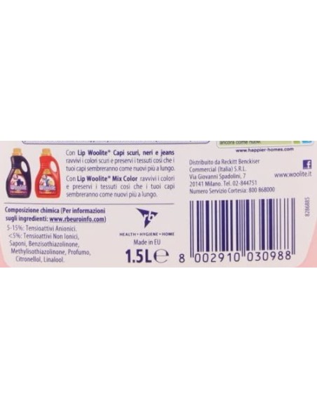 lip woolite detersivo lavatrice e a mano - 1500ml - rosa - lana e delicati: tuttocasashop.it: prodotti per bucato e tessuti