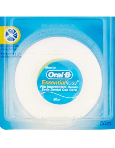 oral-b essential floss - filo interdentale cerato - 50 metri - art.029: tuttocasashop.it: igiene e cura della persona