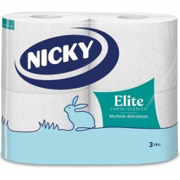 Nicky Elite Carta Igienica Morbida E Delicata - 3 Veli - 4 Rotoli - 160 Str.