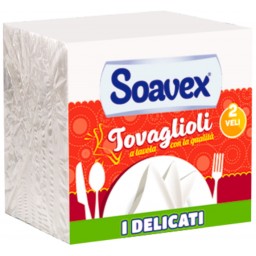 Soavex 75 Tovaglioli Ovattati Doppio Velo - 33x33cm - Bianchi