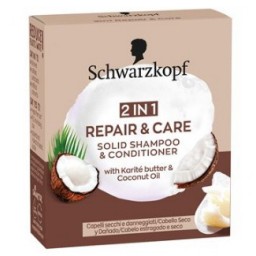 Schwarzkopf Shampoo E Balsamo 2in1 Solido - 60g - Repair & Care - Karite'