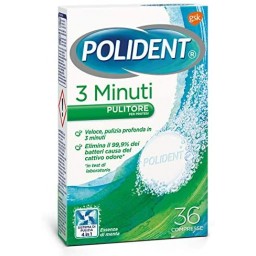 Polident 36 Compresse Effervescenti - 3 Minuti - Pulizia Dentiere E Protesi