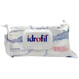 Idrofil Salviettine Imbevute Struccanti - 72 Pezzi - Acqua Micellare E Loto