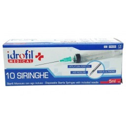 Idrofil Siringhe Monouso Sterili - 5ml - 10 Pezzi - Ago Indolore